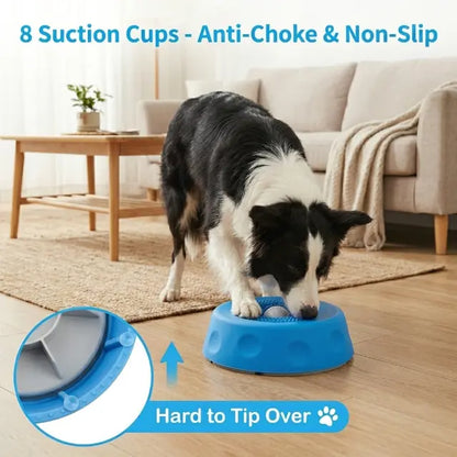 #Summervibes 3-In-1 Suction Slow Feeder Dog Lick Bowl, No-Spill Licking Mat with Built-In Treat Ball & Cleaning Brush, Interactive Anti-Slip Dog Bowl for Yogurt, Peanut Butter & Liquid Treats