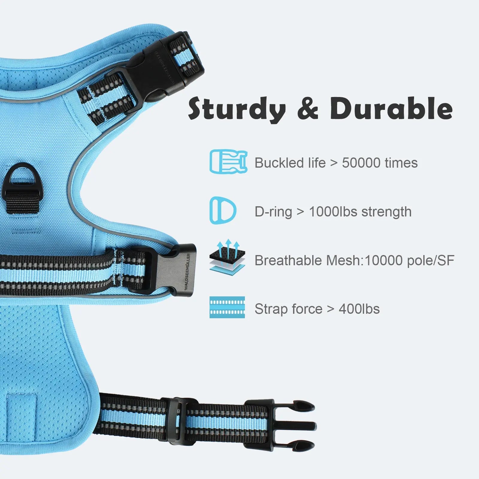 Dog Harness, Durable Reflective Harness, No-Pull Pet Harness with 2 Leash Clips, Adjustable Soft-Padded Dog Vest, Reflective No-Choke Oxford Pet Vest with Easy-Control Handle for Large Dogs