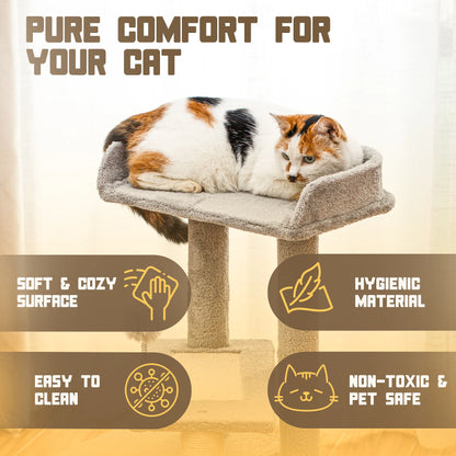 Cat Tree Tower for Indoor Cats, Tall Multi-Level Pet Furniture, Stable Kitty Play House with Sisal