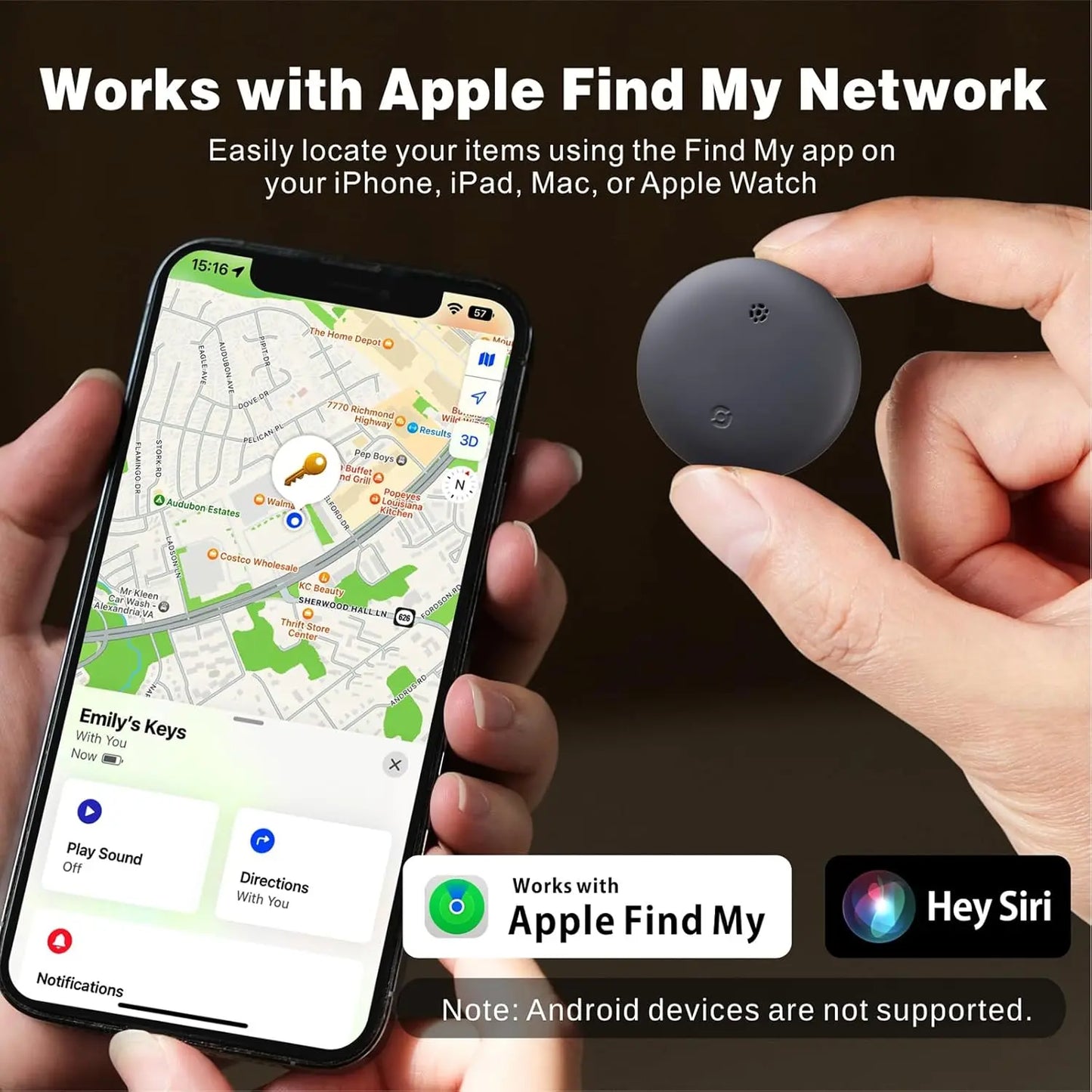 Apple Find My Smart Mini Cat & Dog Pet Tracker, Ios Compatible, Leather Adjustable Collar, Small Medium Large Dogs Puppies