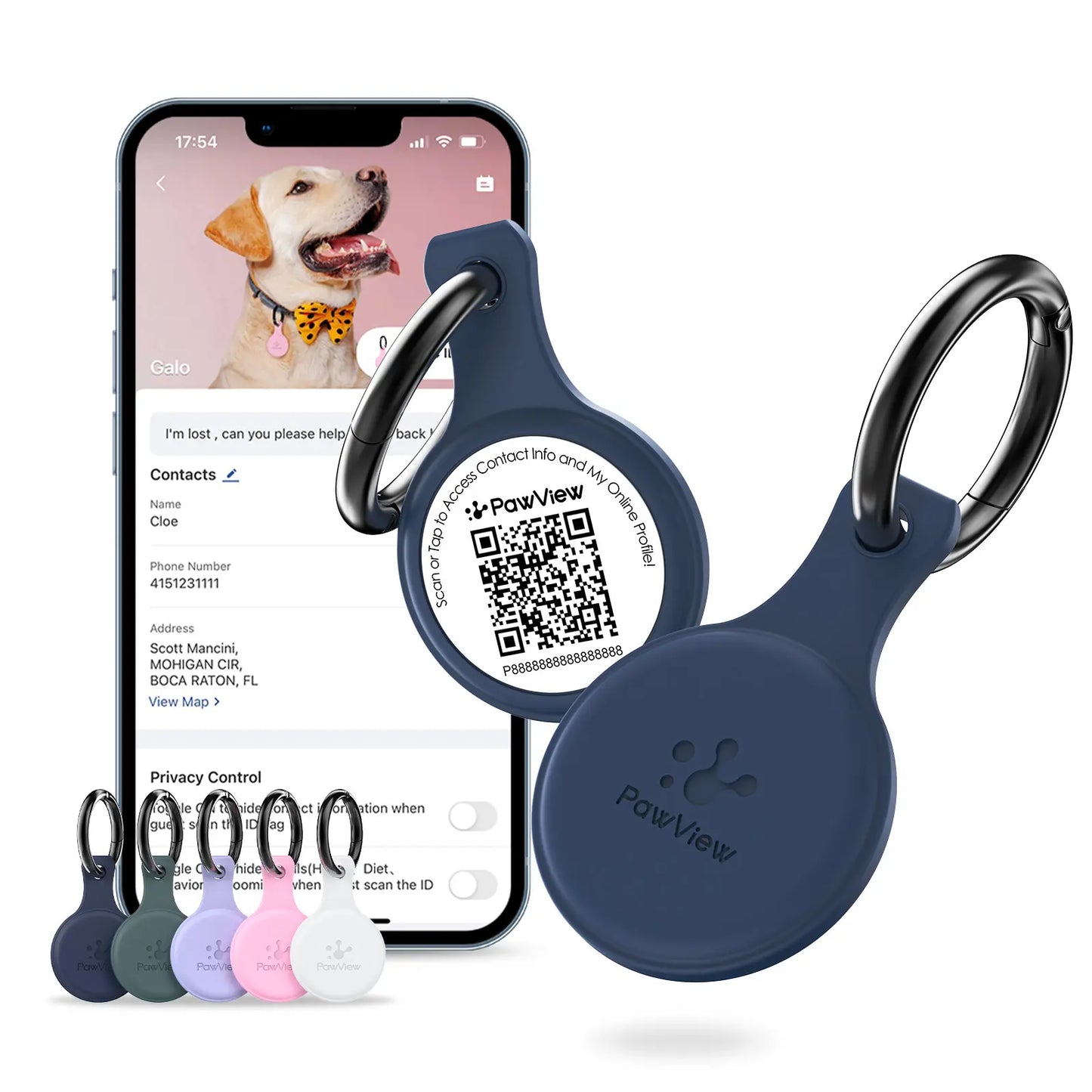 Pawview QR & NFC Dog ID Tag, Personalized Pet Profile, Emergency Contact & Scan Alert, Suitable for Collars and Harnesses Dog Accessories