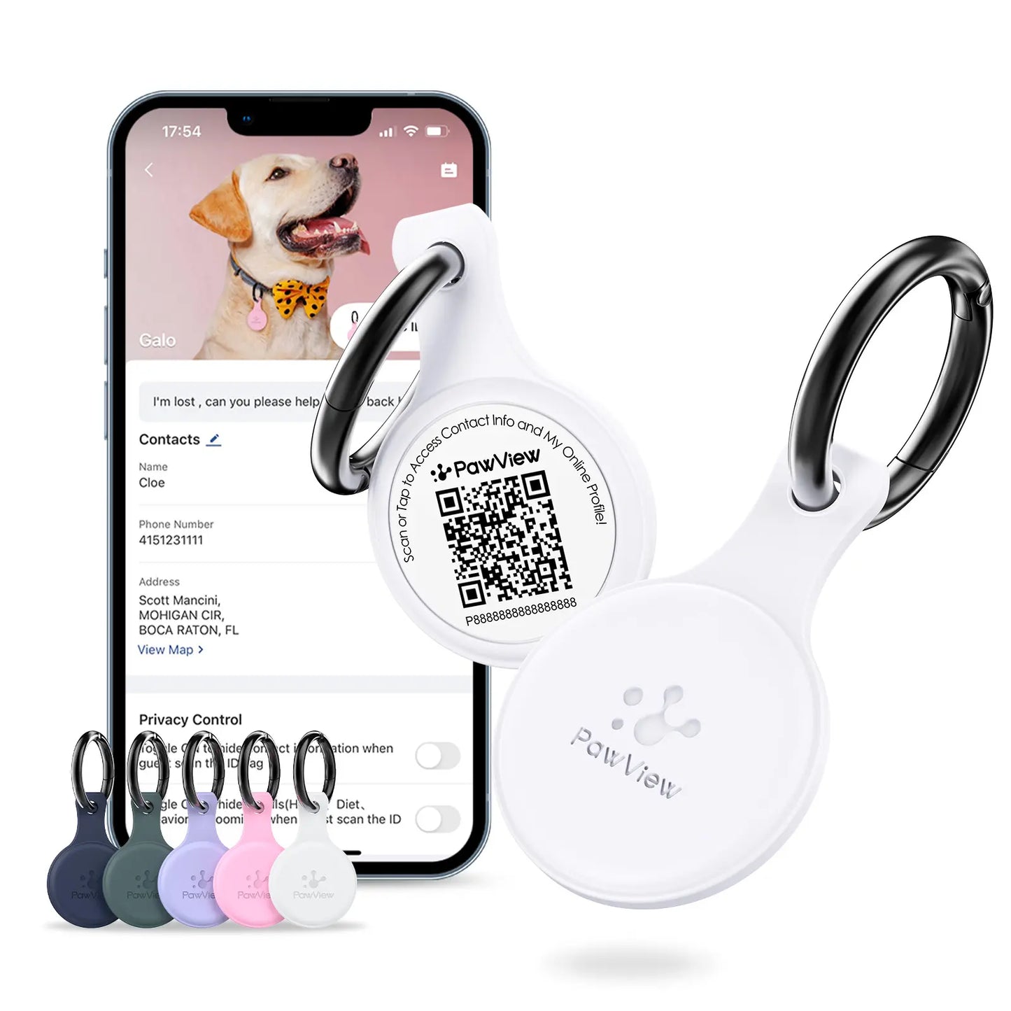 Pawview QR & NFC Dog ID Tag, Personalized Pet Profile, Emergency Contact & Scan Alert, Suitable for Collars and Harnesses Dog Accessories