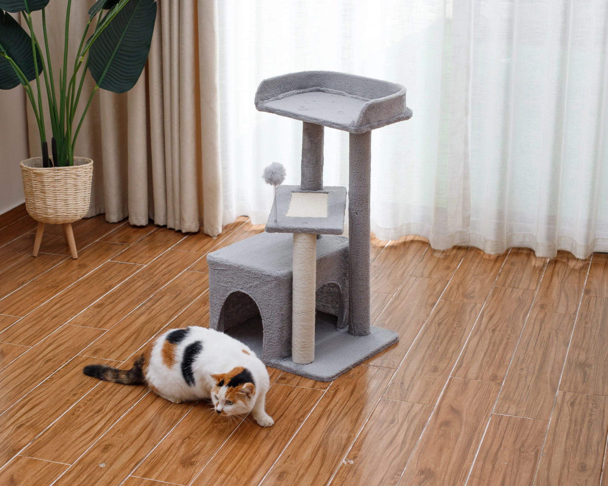 Cat Tree Tower for Indoor Cats, Tall Multi-Level Pet Furniture, Stable Kitty Play House with Sisal